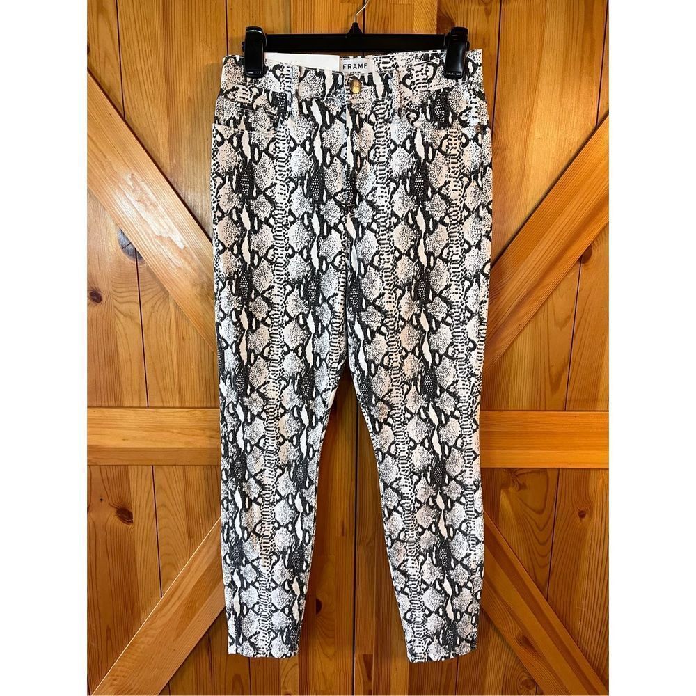 Frame Ali high rise Cigarette skinny python printed jeans size 27 nwt